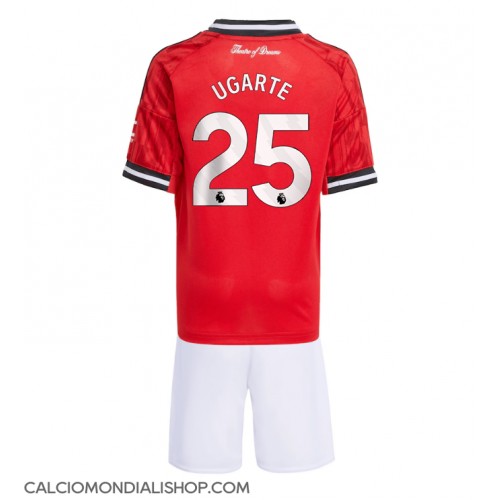 Maglie da calcio Manchester United Manuel Ugarte #25 Prima Maglia Bambino 2025-26 Manica Corta (+ Pantaloni corti)